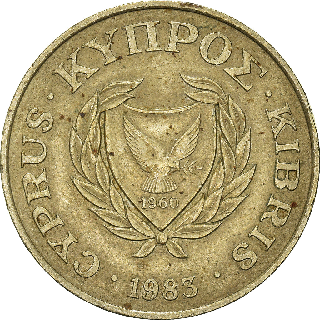 Coin, Cyprus, 20 Cents, 1983, VF(30-35), Nickel-brass, KM:57.1