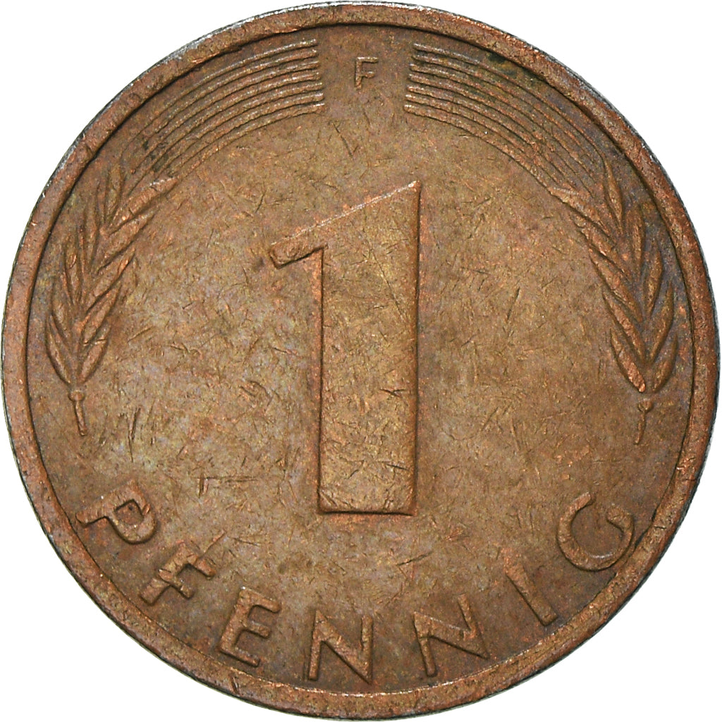 Moneta, Niemcy - RFN, Pfennig, 1975, Stuttgart, VF(30-35), Miedź platerowana