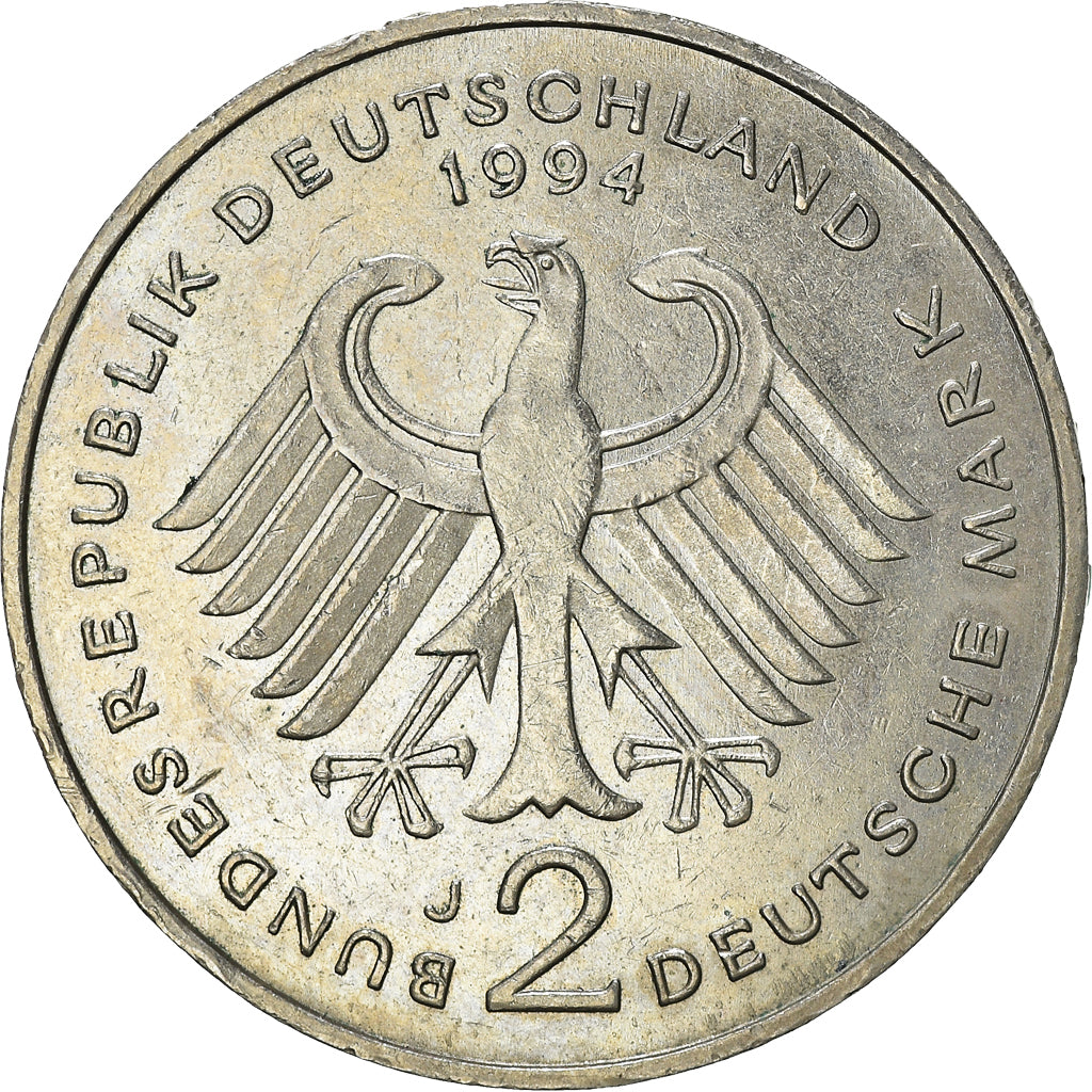 Coin, GERMANY - FEDERAL REPUBLIC, 2 Mark, 1994, Hamburg, EF(40-45)