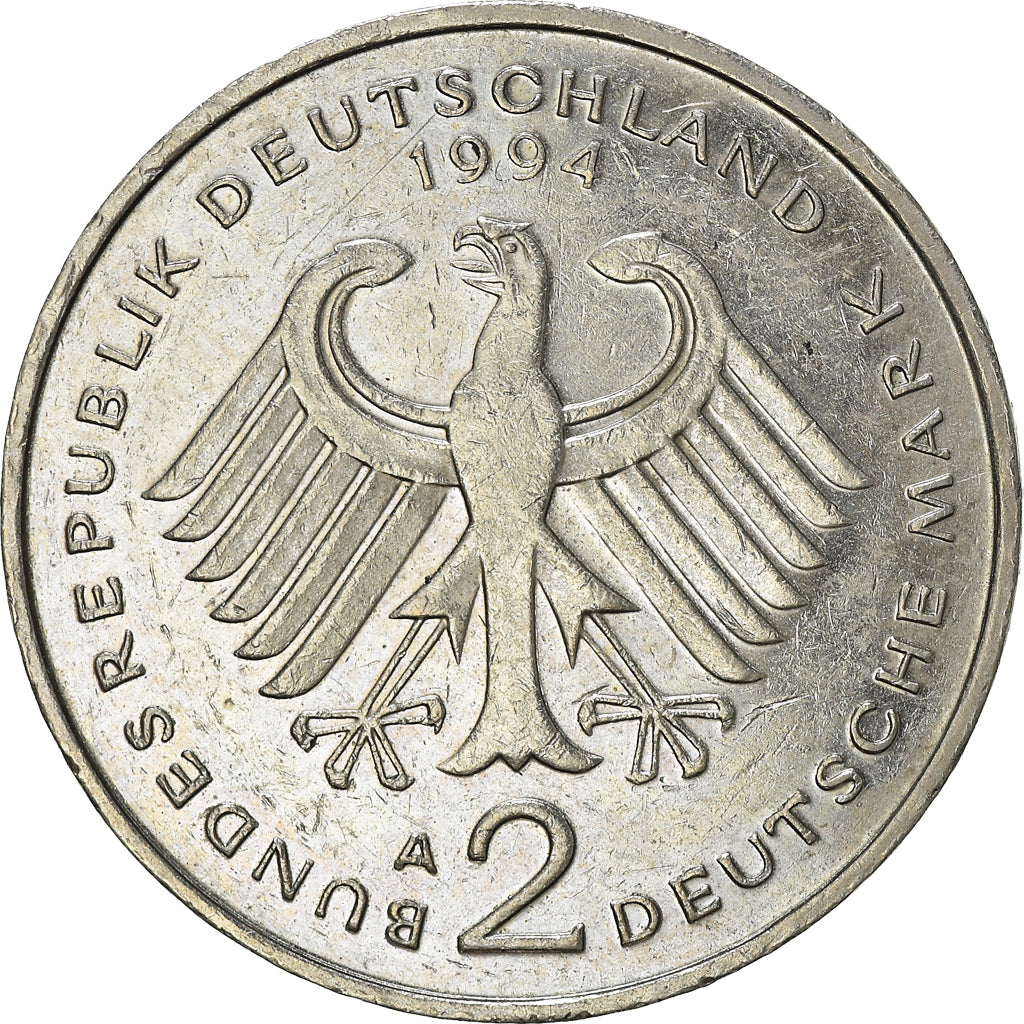 Coin, GERMANY - FEDERAL REPUBLIC, 2 Mark, 1994, Berlin, EF(40-45), Copper-Nickel