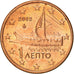 Grecia, Euro Cent, 2002, Athens, BB+, Acciaio placcato rame, KM:181