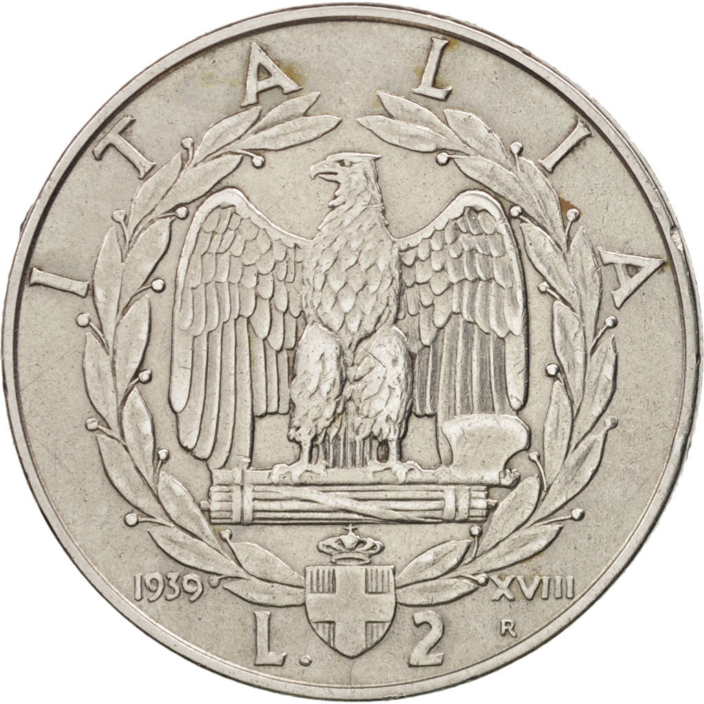 Italie, Vittorio Emanuele III, 2 Lire, 1939, Rome, TTB, Stainless Steel, KM:78b