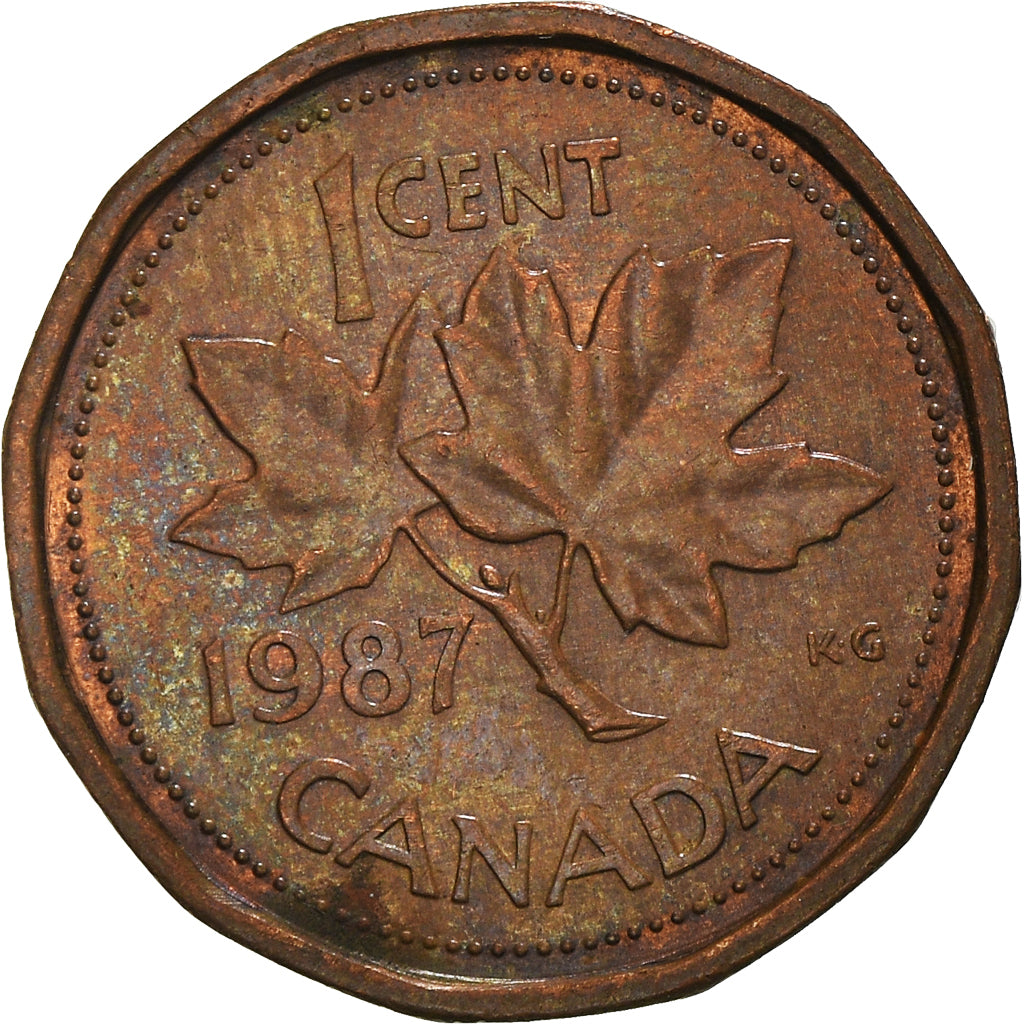 Moneda, Canadá, Cent, 1987, MBC, Bronce, KM:132