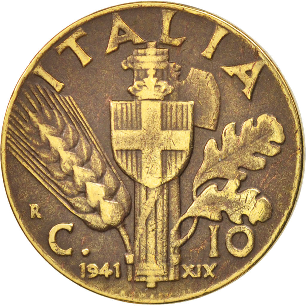 Italien, Vittorio Emanuele III, 10 Centesimi, 1941, Rome, EF(40-45), Aluminum...