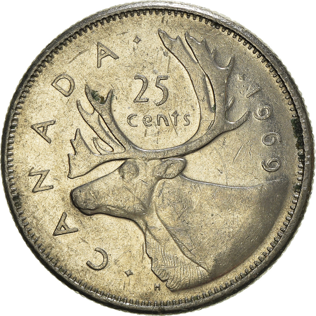 Moneda, Canadá, Elizabeth II, 25 Cents, 1969, Royal Canadian Mint, Ottawa, BC+