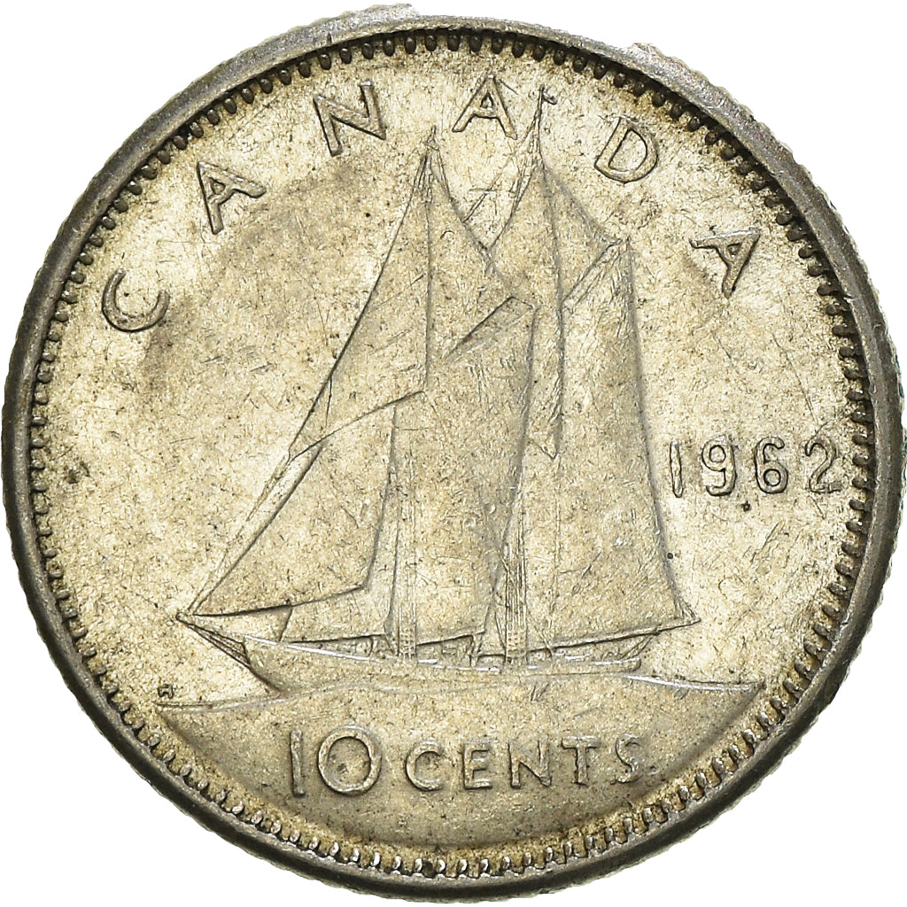 Coin, Canada, Elizabeth II, 10 Cents, 1962, Royal Canadian Mint, Ottawa