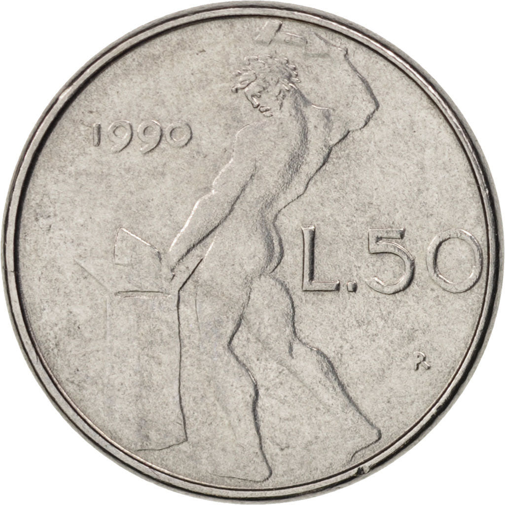 Italia, 50 Lire, 1990, Rome, SPL, Acciaio inossidabile, KM:95.2