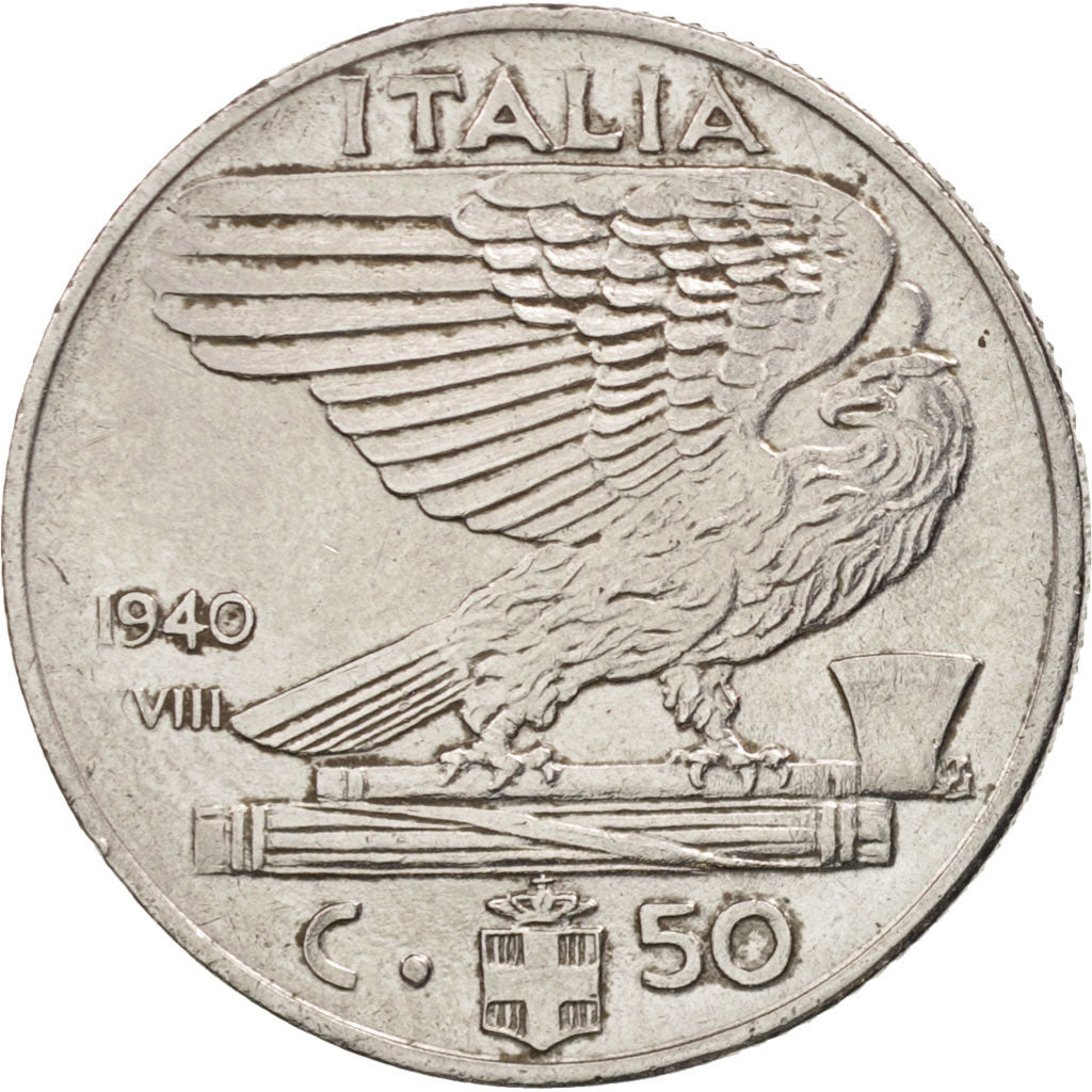 Italien, Vittorio Emanuele III, 50 Centesimi, 1940, Rome, AU(50-53), Stainles...