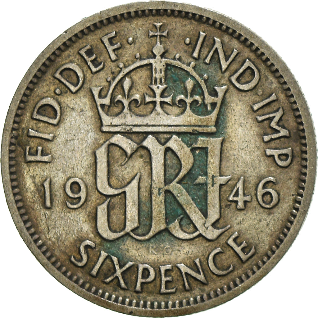 Coin, Great Britain, George VI, 6 Pence, 1946, VF(30-35), Silver, KM:852