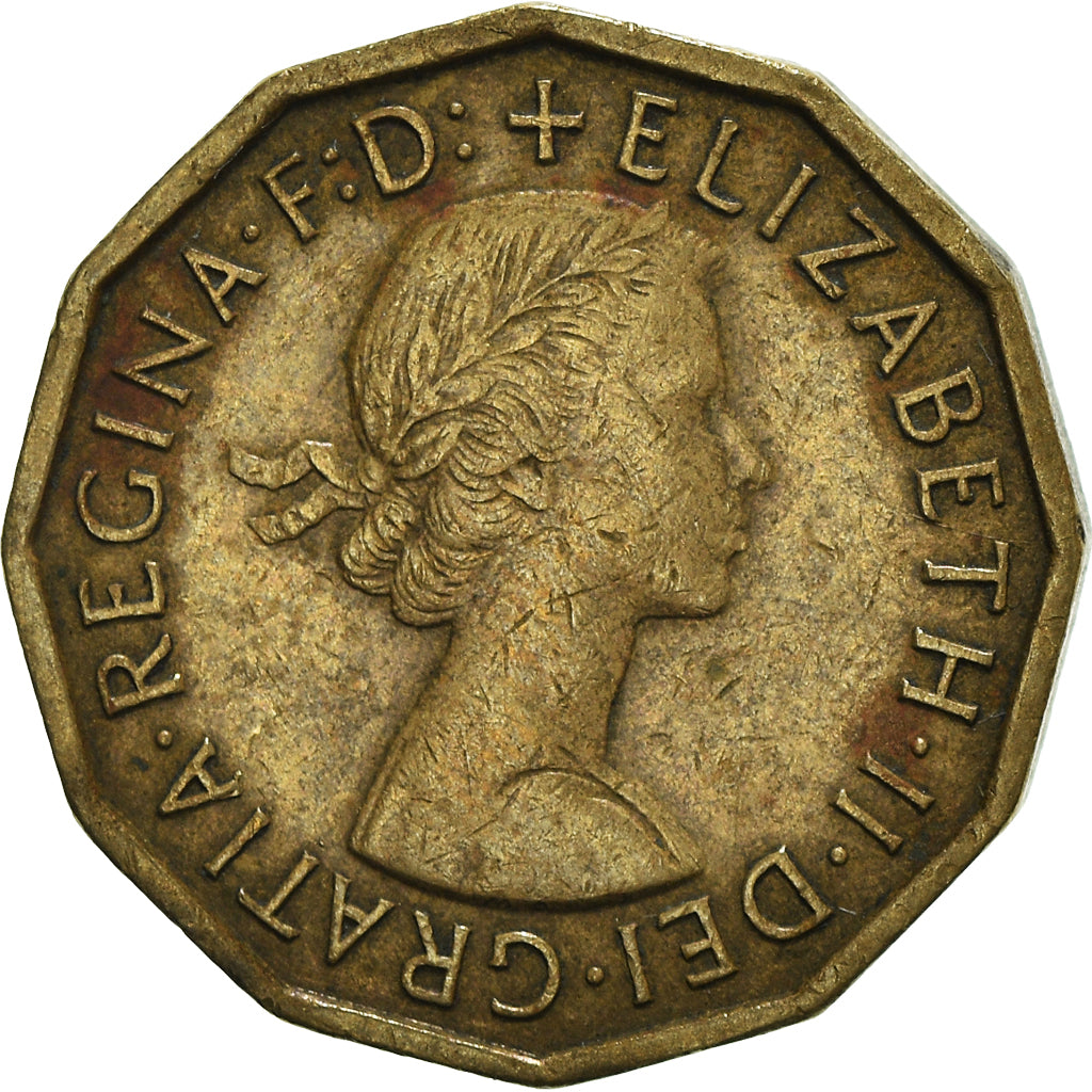 Coin, Great Britain, Elizabeth II, 3 Pence, 1961, VF(20-25), Nickel-brass
