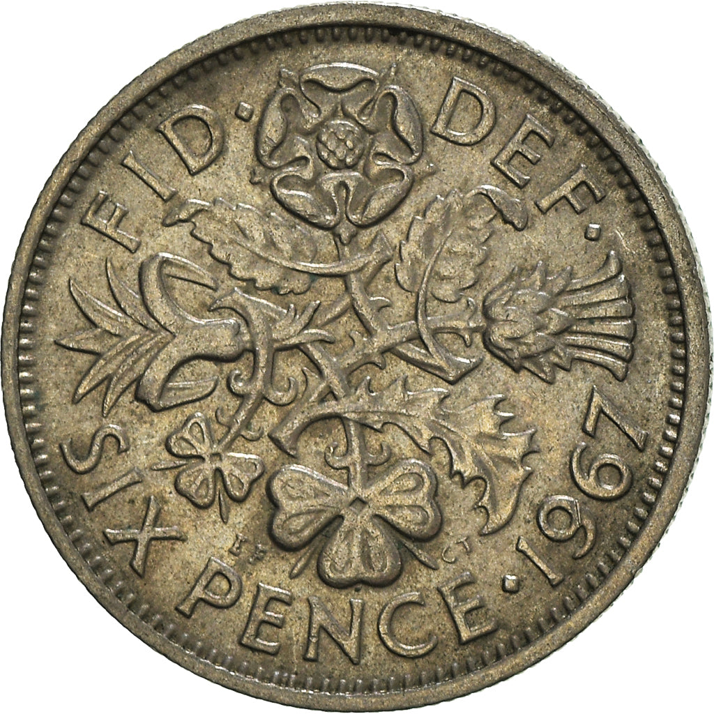 Moneta, Wielka Brytania, Elizabeth II, 6 Pence, 1967, VF(20-25), Miedź-Nikiel