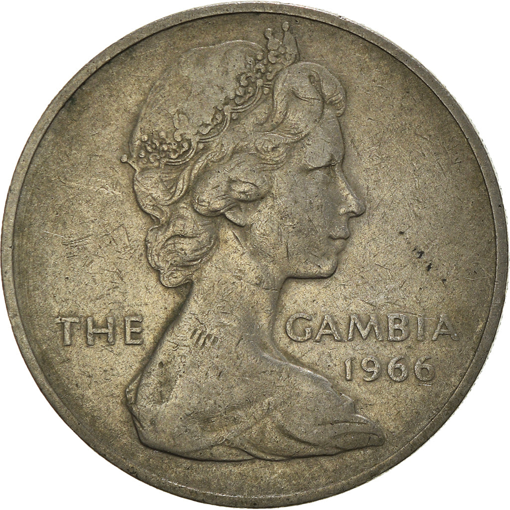Coin, GAMBIA, THE, 2 Shillings, 1966, EF(40-45), Copper-nickel, KM:5