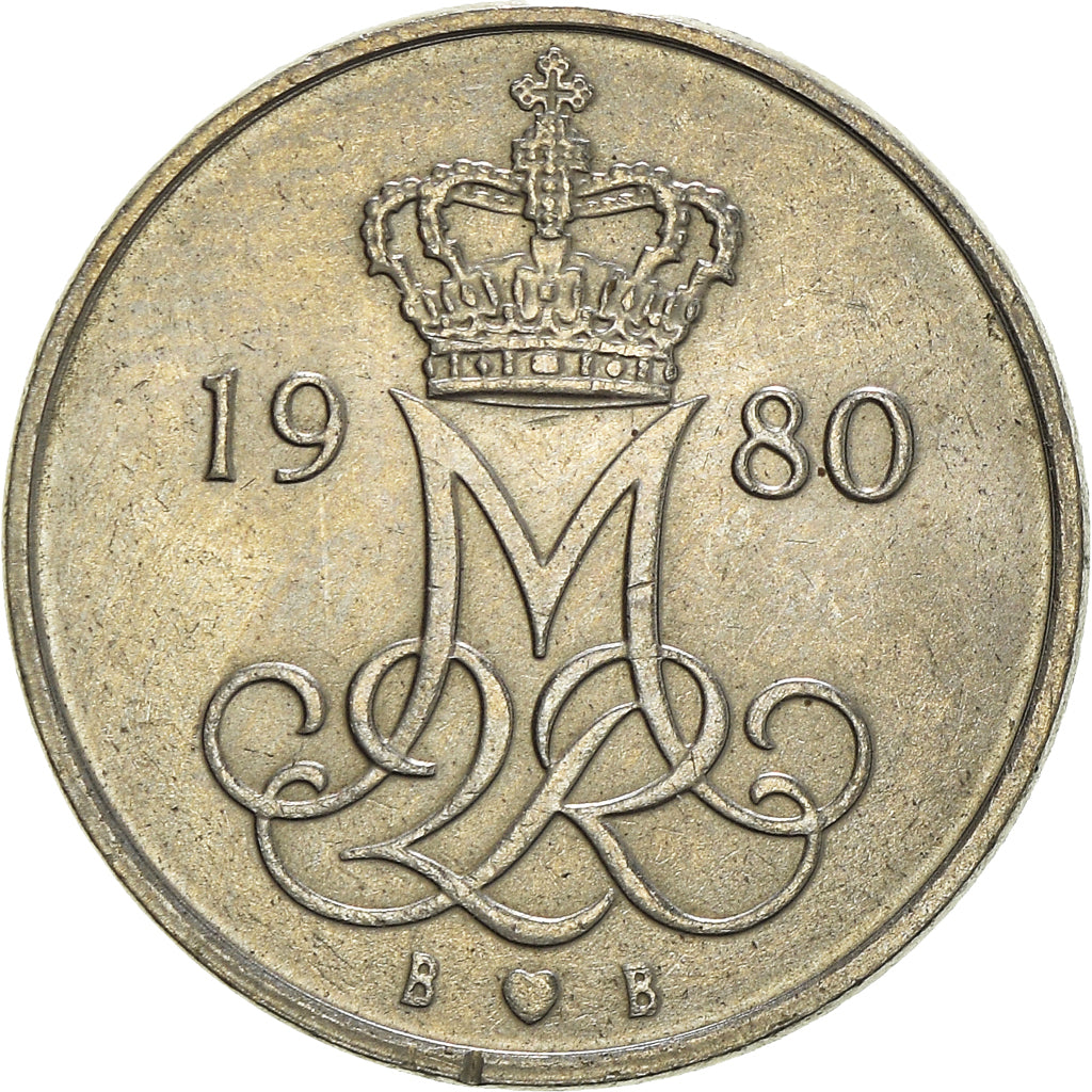 Coin, Denmark, Margrethe II, 10 Öre, 1980, Copenhagen, AU(50-53)