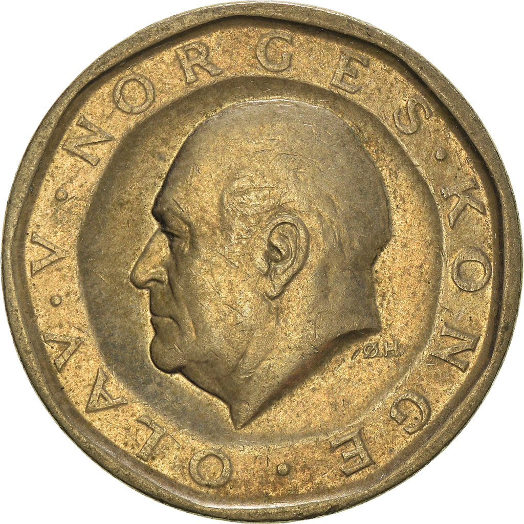 Moneda, Noruega, Olav V, 10 Kroner, 1983, MBC, Cobre - níquel, KM:427