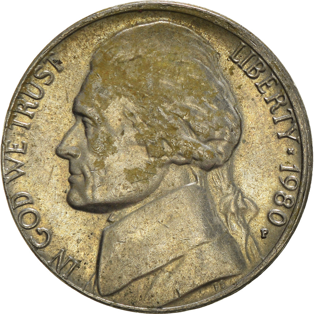 Moneta, Stati Uniti, Jefferson Nickel, 5 Cents, 1980, U.S. Mint, Philadelphia