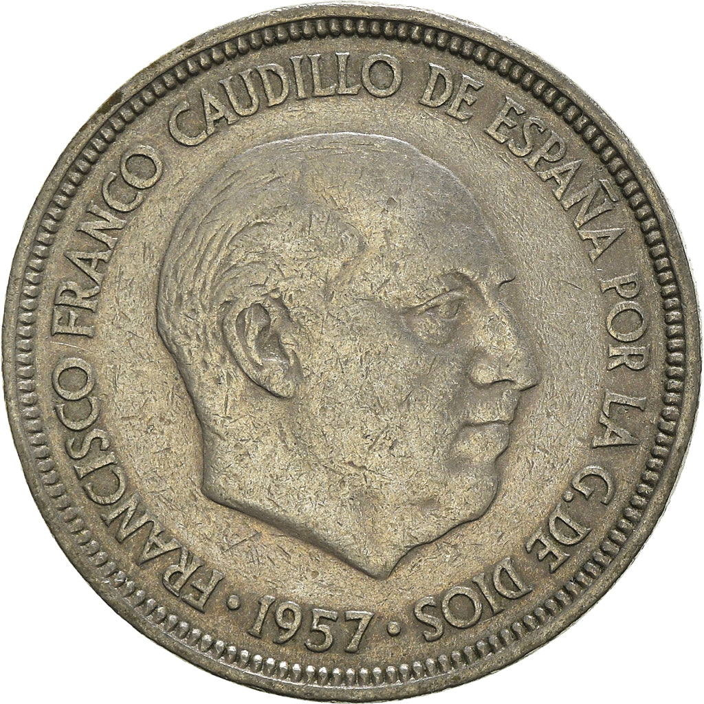 Moneta, Hiszpania, Caudillo and regent, 5 Pesetas, 1957, EF(40-45)