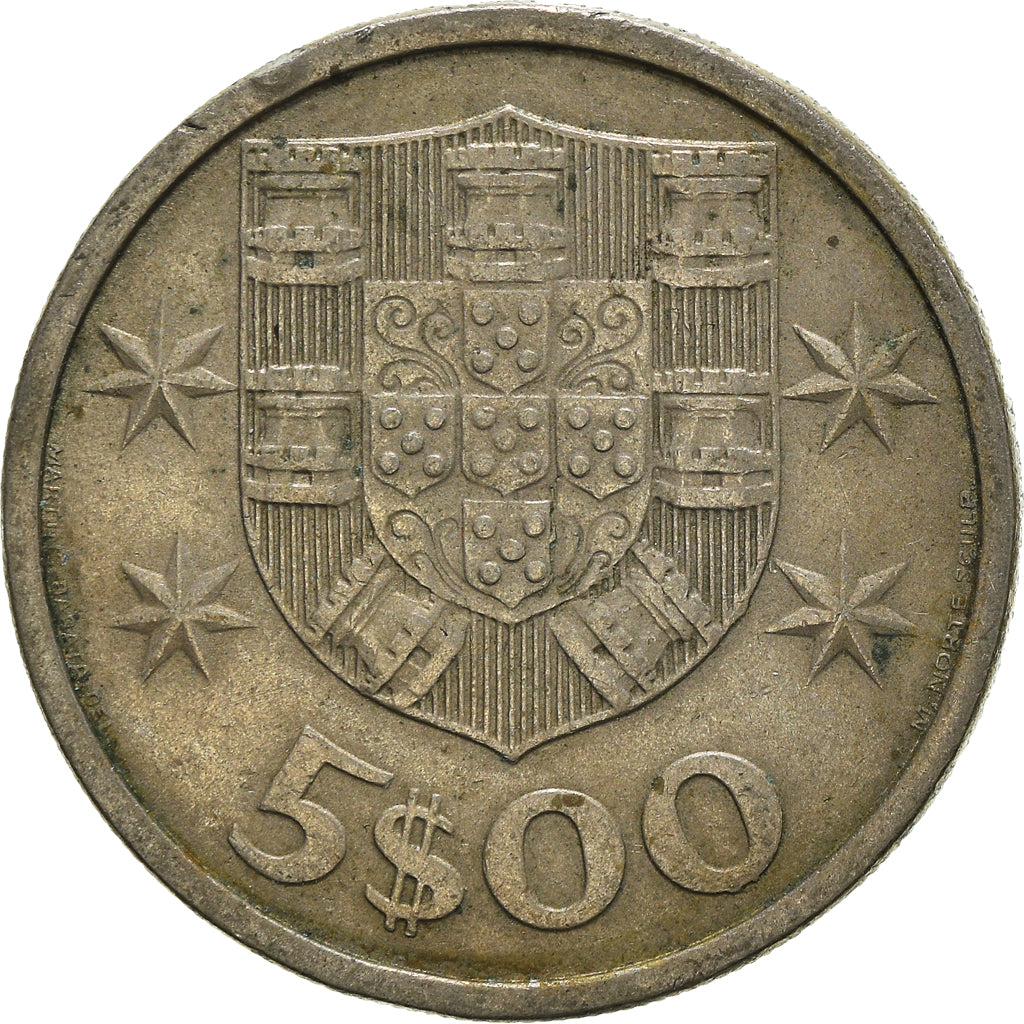 Coin, Portugal, 5 Escudos, 1973, VF(20-25), Copper-nickel, KM:591