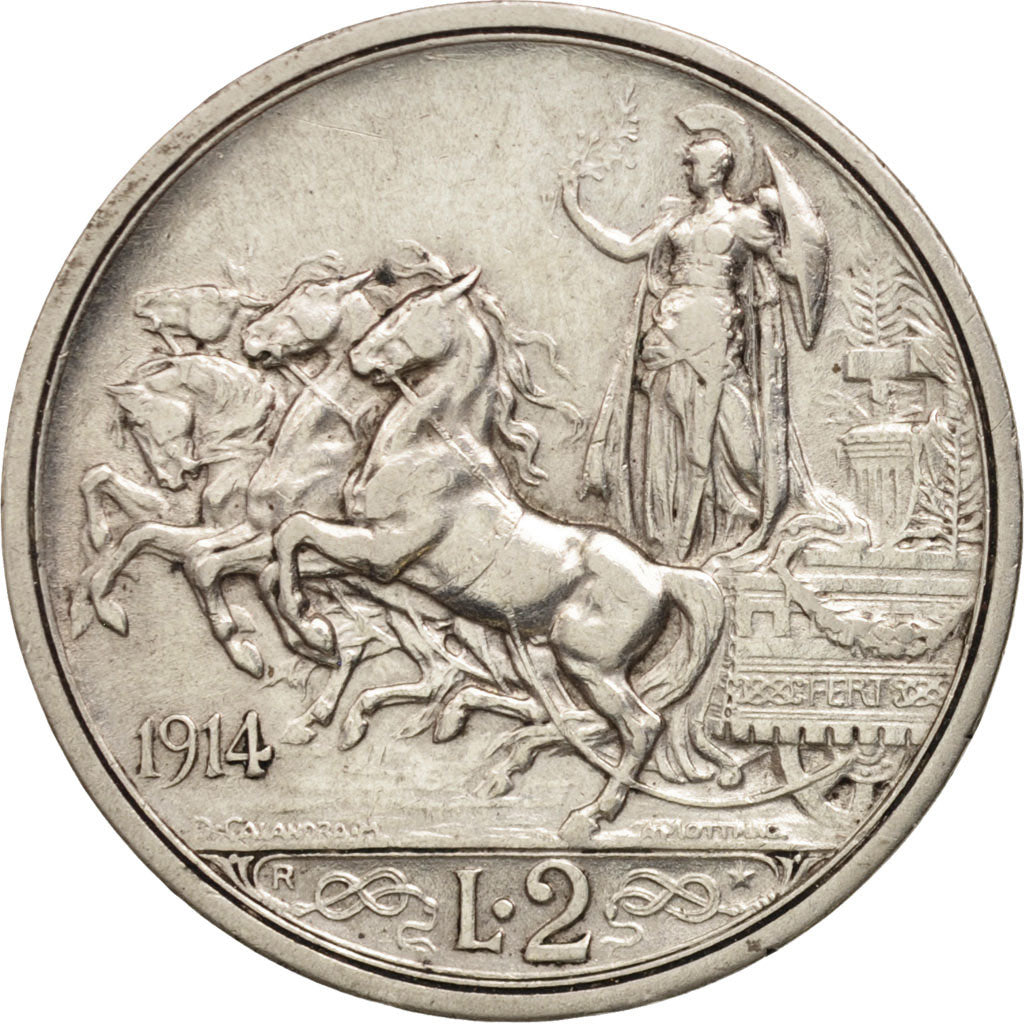 Italia, Vittorio Emanuele III, 2 Lire, 1914, Rome, BB, Argento, KM:55