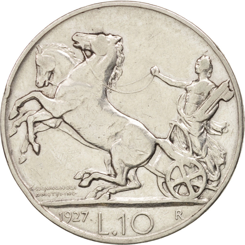 Italie, Vittorio Emanuele III, 10 Lire, 1927, Rome, TTB, Argent, KM:68.2