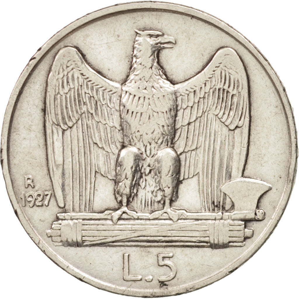 Italie, Vittorio Emanuele III, 5 Lire, 1927, Rome, TTB, Argent, KM:67.2