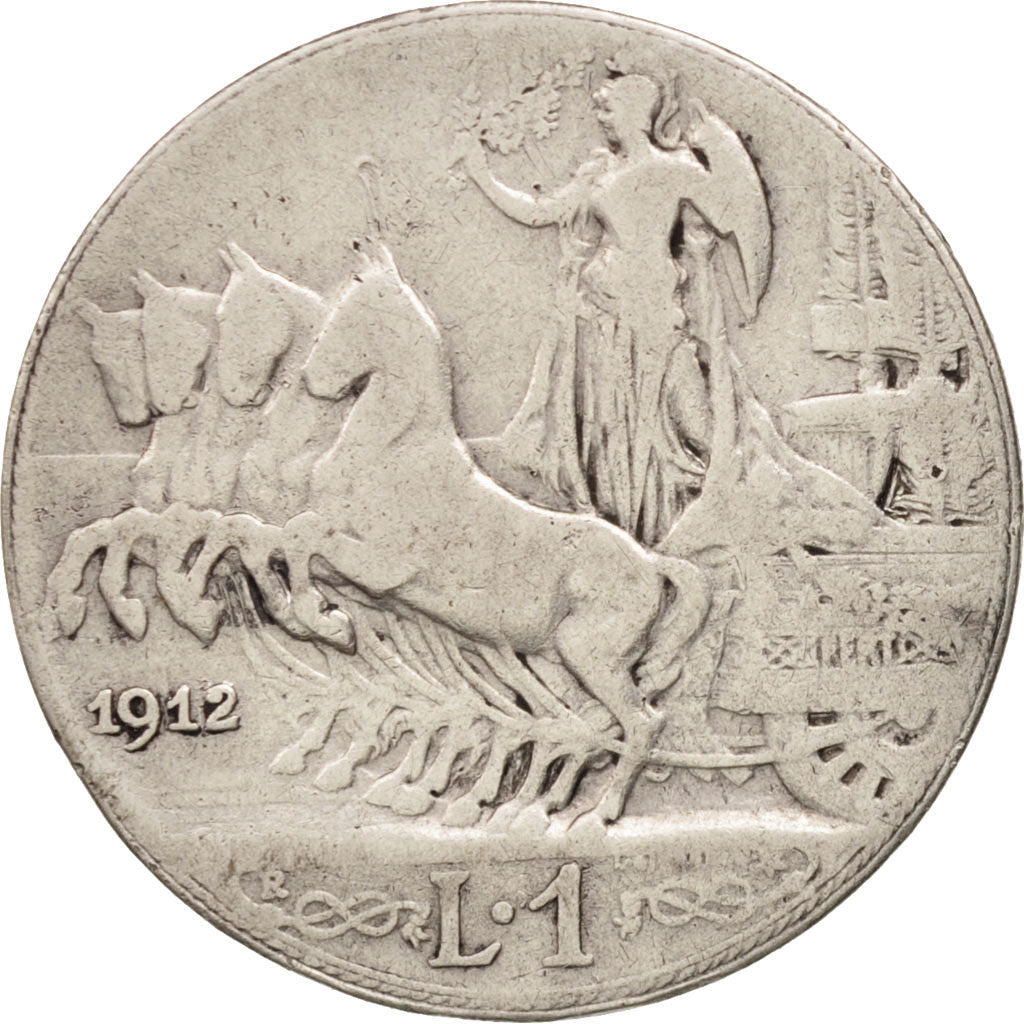 Moneta, Italia, Vittorio Emanuele III, Lira, 1912, Rome, MB, Argento, KM:45