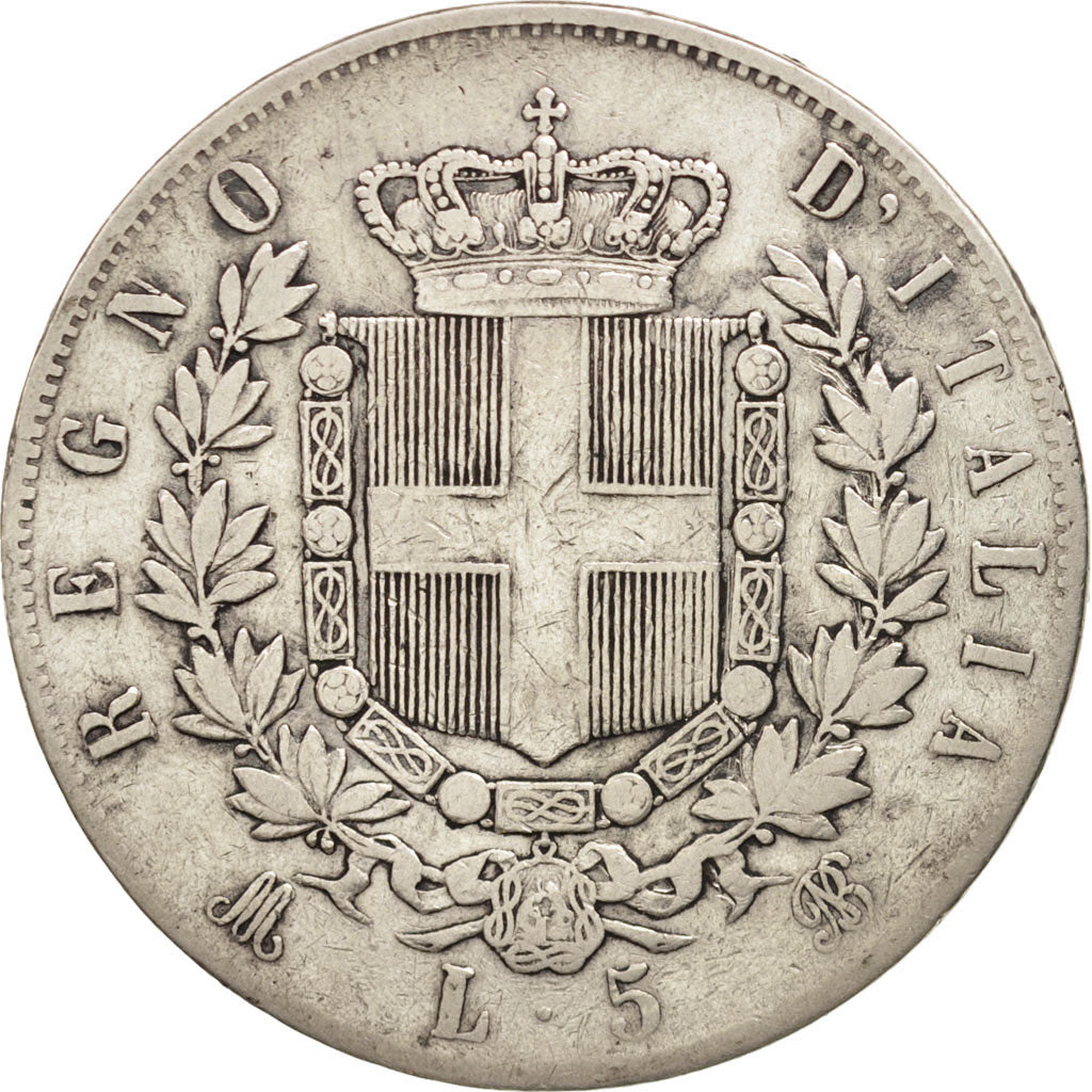 Italy, Vittorio Emanuele II, 5 Lire, 1874, Milan, VF(30-35), Silver, KM:8.3