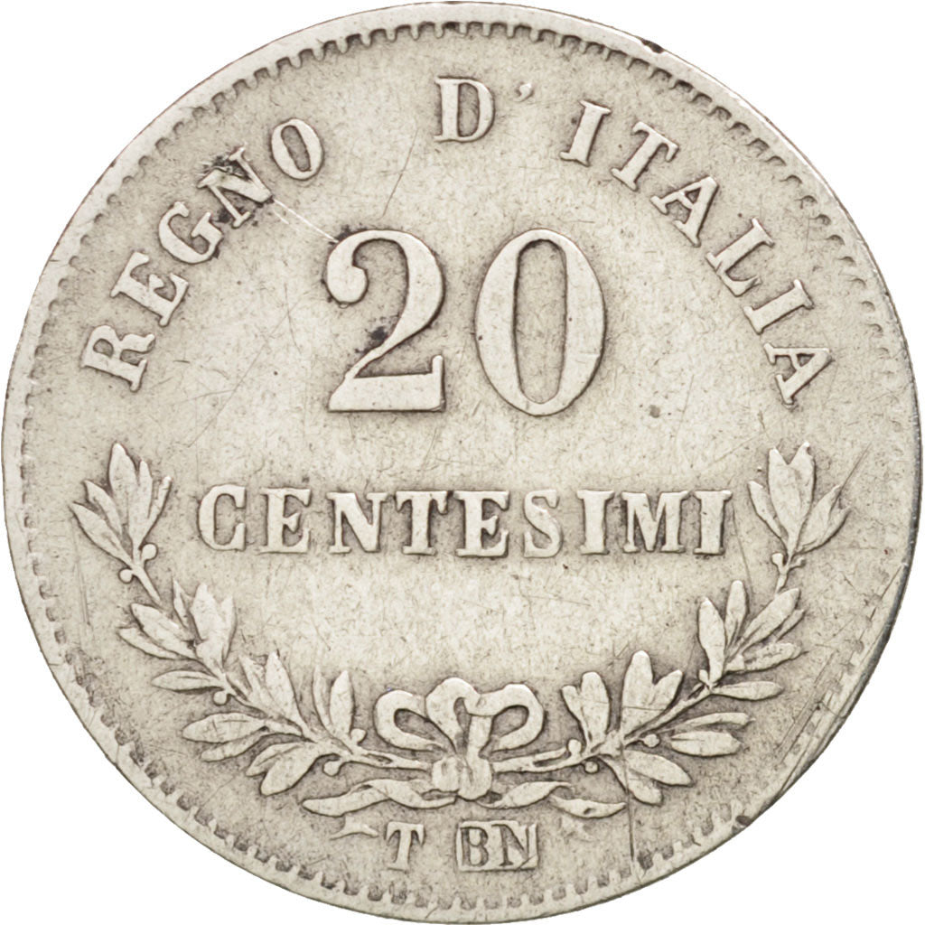 Moneta, Italia, Vittorio Emanuele II, 20 Centesimi, 1863, Torino, MB+, Argento