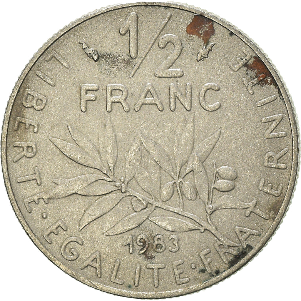 Moneta, Francia, Semeuse, 1/2 Franc, 1983, Paris, MB, Nichel, KM:931.1