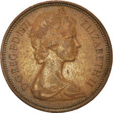 Monnaie, Grande-Bretagne, Elizabeth II, 2 New Pence, 1971, TTB, Bronze, KM:916