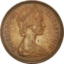 Moneda, Gran Bretaña, Elizabeth II, 2 New Pence, 1971, MBC, Bronce, KM:916