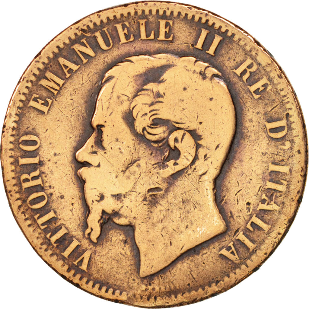 Italie, Vittorio Emanuele II, 10 Centesimi, 1862, Milan, B+, Cuivre, KM:11.1