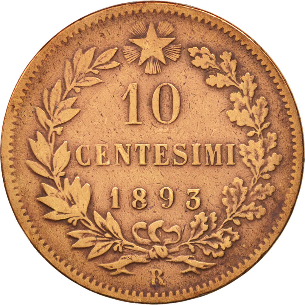 Italien, Umberto I, 10 Centesimi, 1893, Rome, VF(20-25), Copper, KM:27.2
