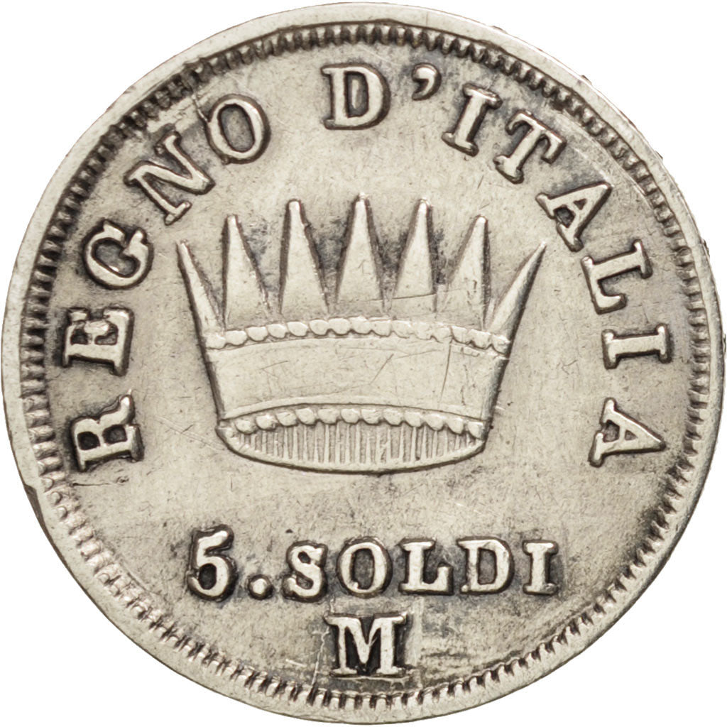 Italien Staaten, KINGDOM OF NAPOLEON, Napoleon I, 5 Soldi, 1813, Milan, VF(30...