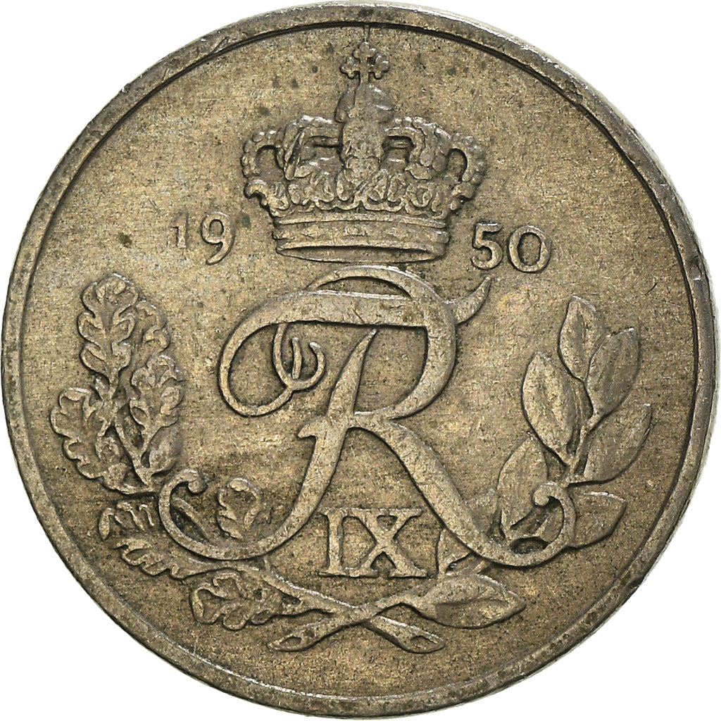 Coin, Denmark, Frederik IX, 10 Öre, 1950, Copenhagen, AU(50-53), Copper-nickel