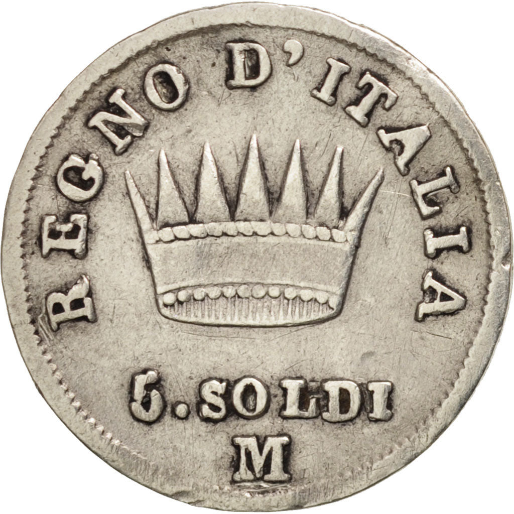 STATI ITALIANI, KINGDOM OF NAPOLEON, Napoleon I, 5 Soldi, 1811, Milan, B, Arg...