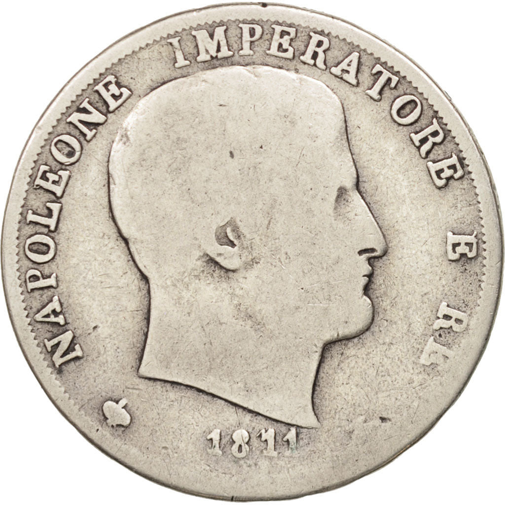 ITALIAN STATES, KINGDOM OF NAPOLEON, Napoleon I, 2 Lire, 1811, Milan, VG(8-10...