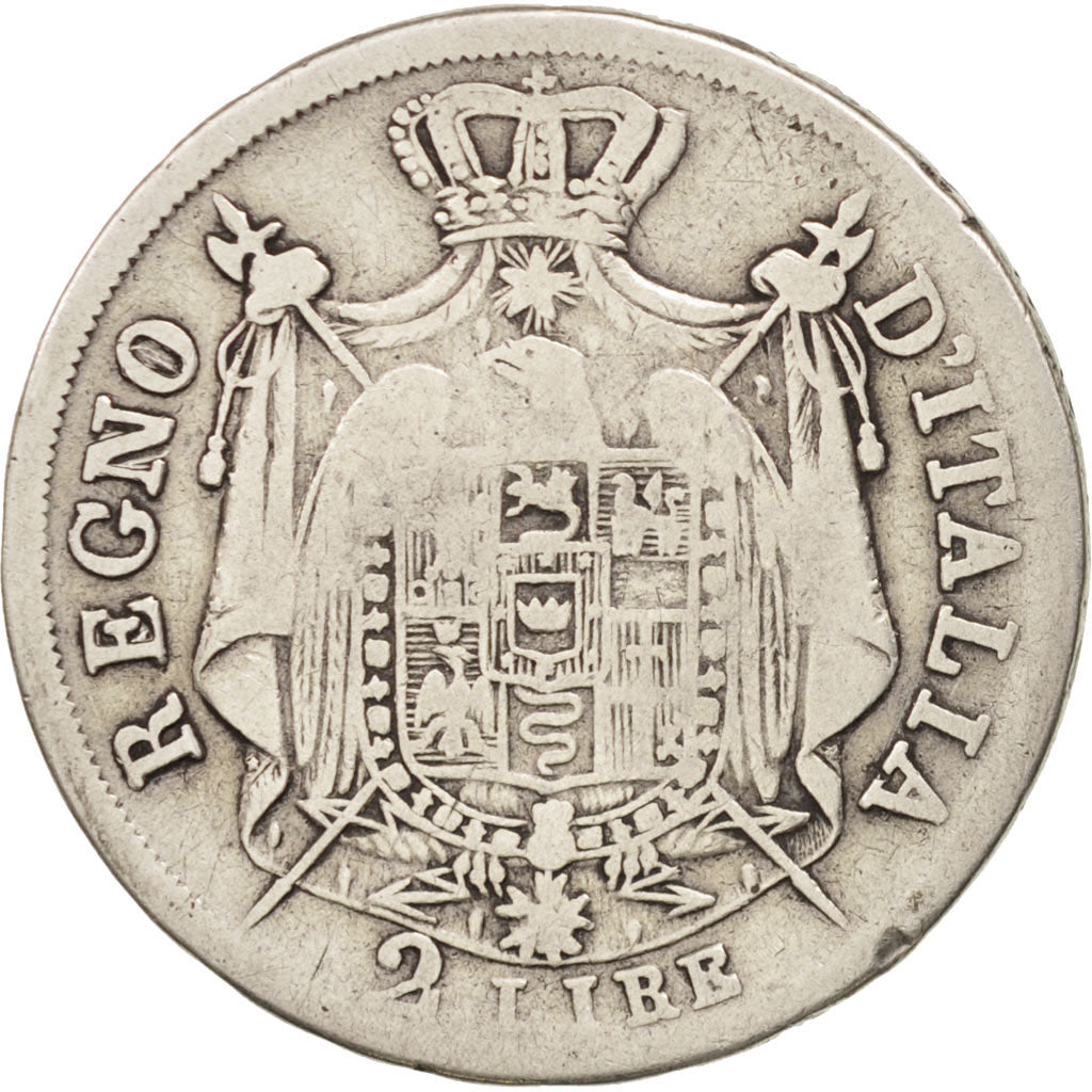 ITALIAN STATES, KINGDOM OF NAPOLEON, Napoleon I, 2 Lire, 1811, Milan, VG(8-10...