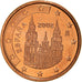 España, Euro Cent, 2002, FDC, Cobre chapado en acero, KM:1040