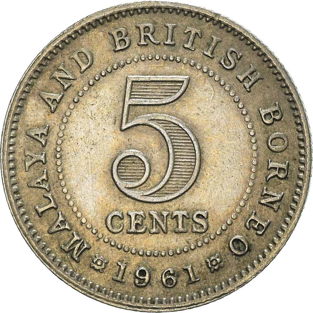 Coin, MALAYA & BRITISH BORNEO, 5 Cents, 1961, EF(40-45), Copper-nickel, KM:1