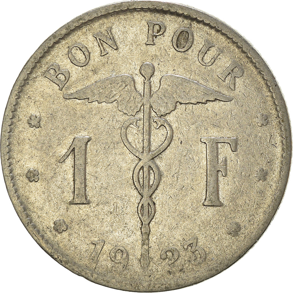 Moneda, Bélgica, Franc, 1923, BC+, Níquel, KM:89