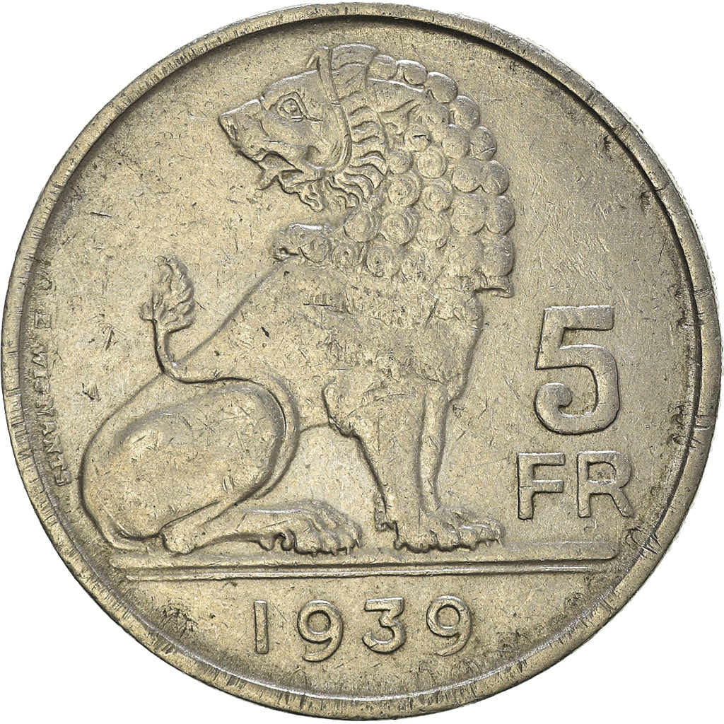 Moneta, Belgio, 5 Francs, 5 Frank, 1939, MB+, Nichel, KM:117.1