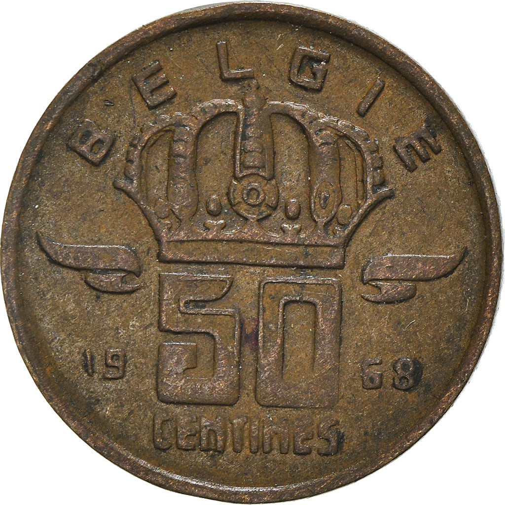 Coin, Belgium, Baudouin I, 50 Centimes, 1968, EF(40-45), Bronze, KM:149.1