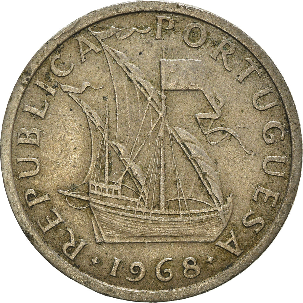 Coin, Portugal, 5 Escudos, 1968, VF(30-35), Copper-nickel, KM:591