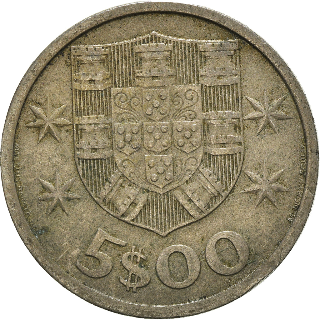 Coin, Portugal, 5 Escudos, 1968, VF(30-35), Copper-nickel, KM:591