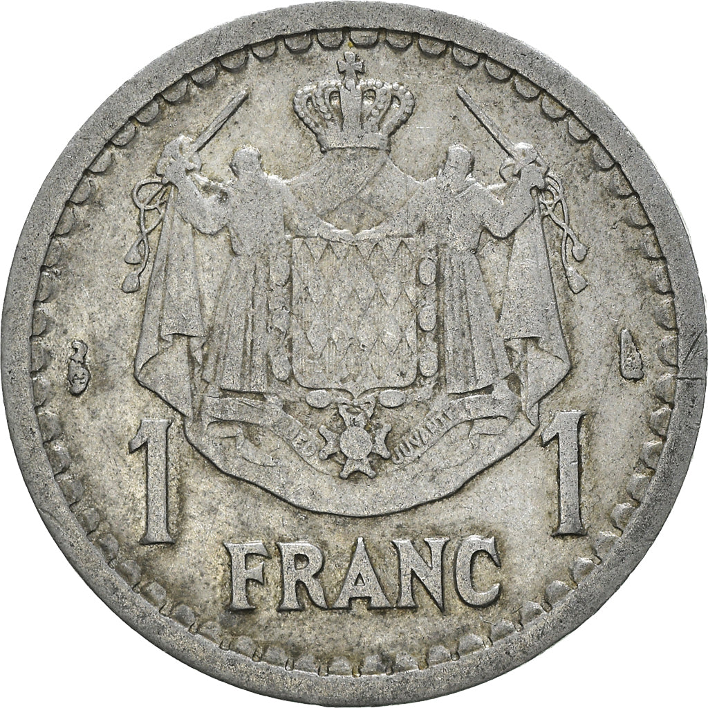 Münze, Monaco, Louis II, Franc, 1943, Paris, S, Aluminium, KM:120