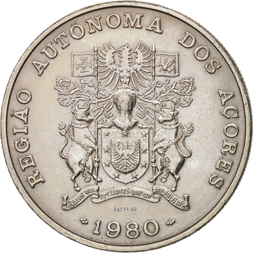 Azzorre, 100 Escudos, 1980, SPL, Rame-nichel, KM:44
