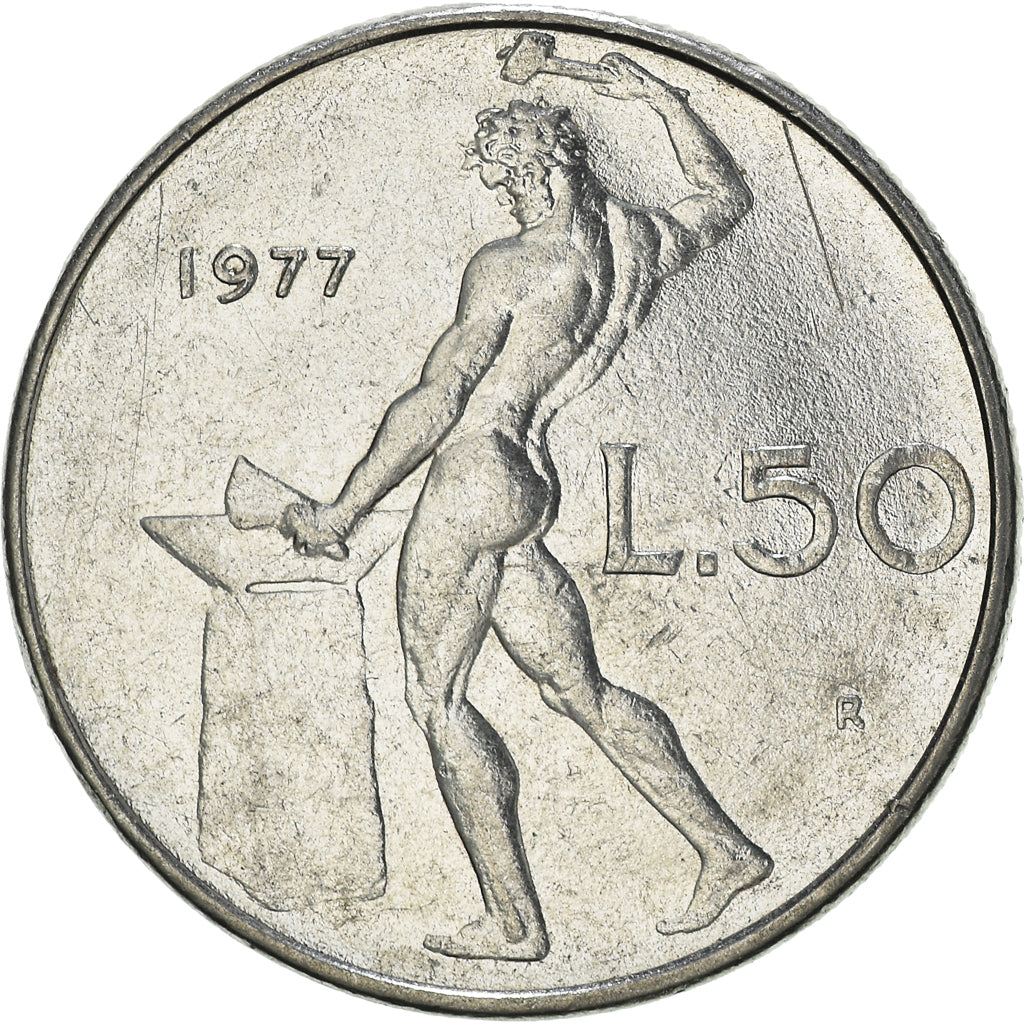 Munten, Italië, 50 Lire, 1977, Rome, ZF, Stainless Steel, KM:95.1