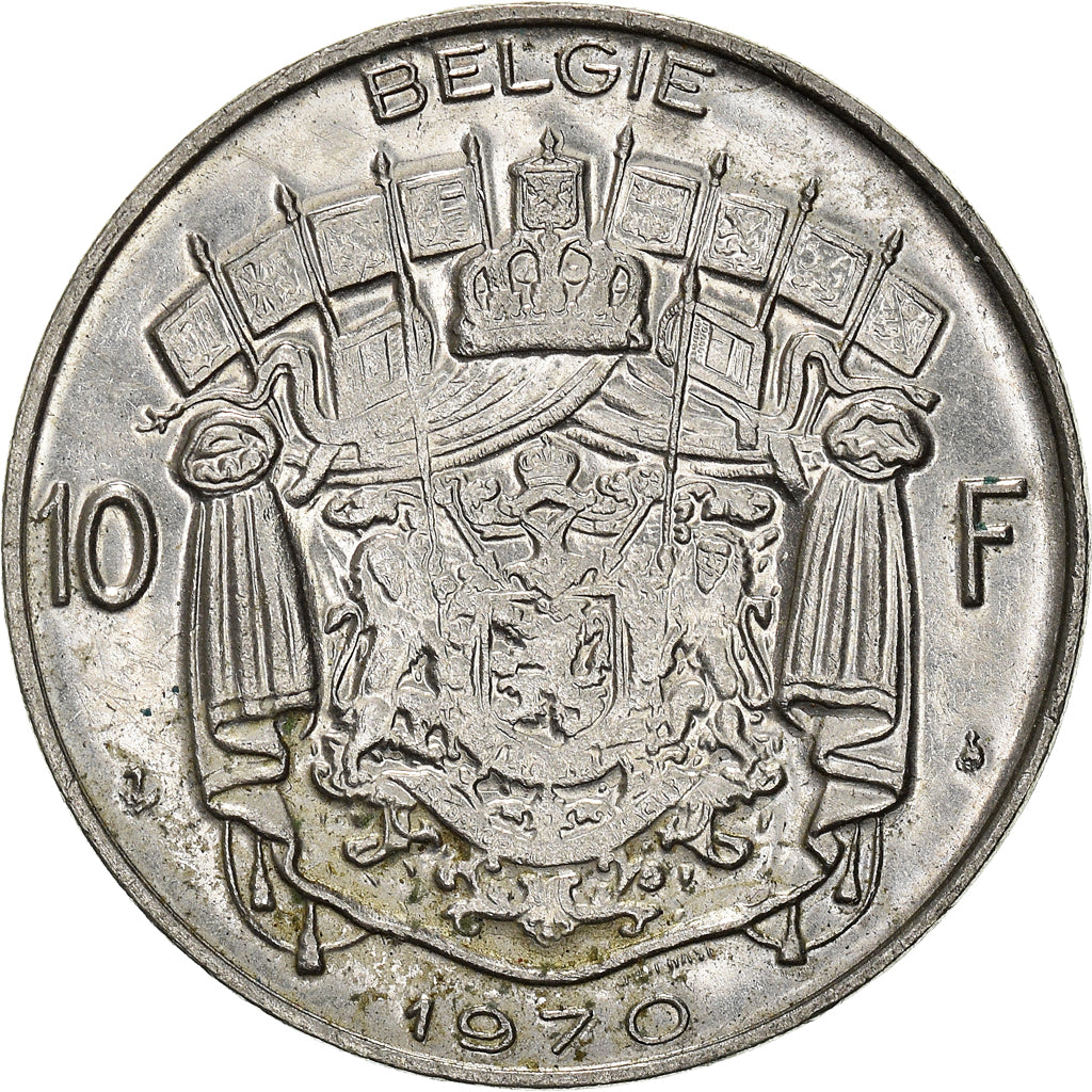 Munten, België, 10 Francs, 10 Frank, 1970, Brussels, FR+, Nickel, KM:156.1