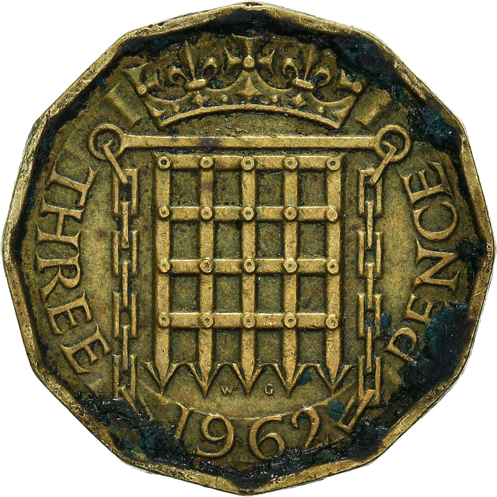 Münze, Großbritannien, Elizabeth II, 3 Pence, 1962, S, Nickel-brass, KM:900