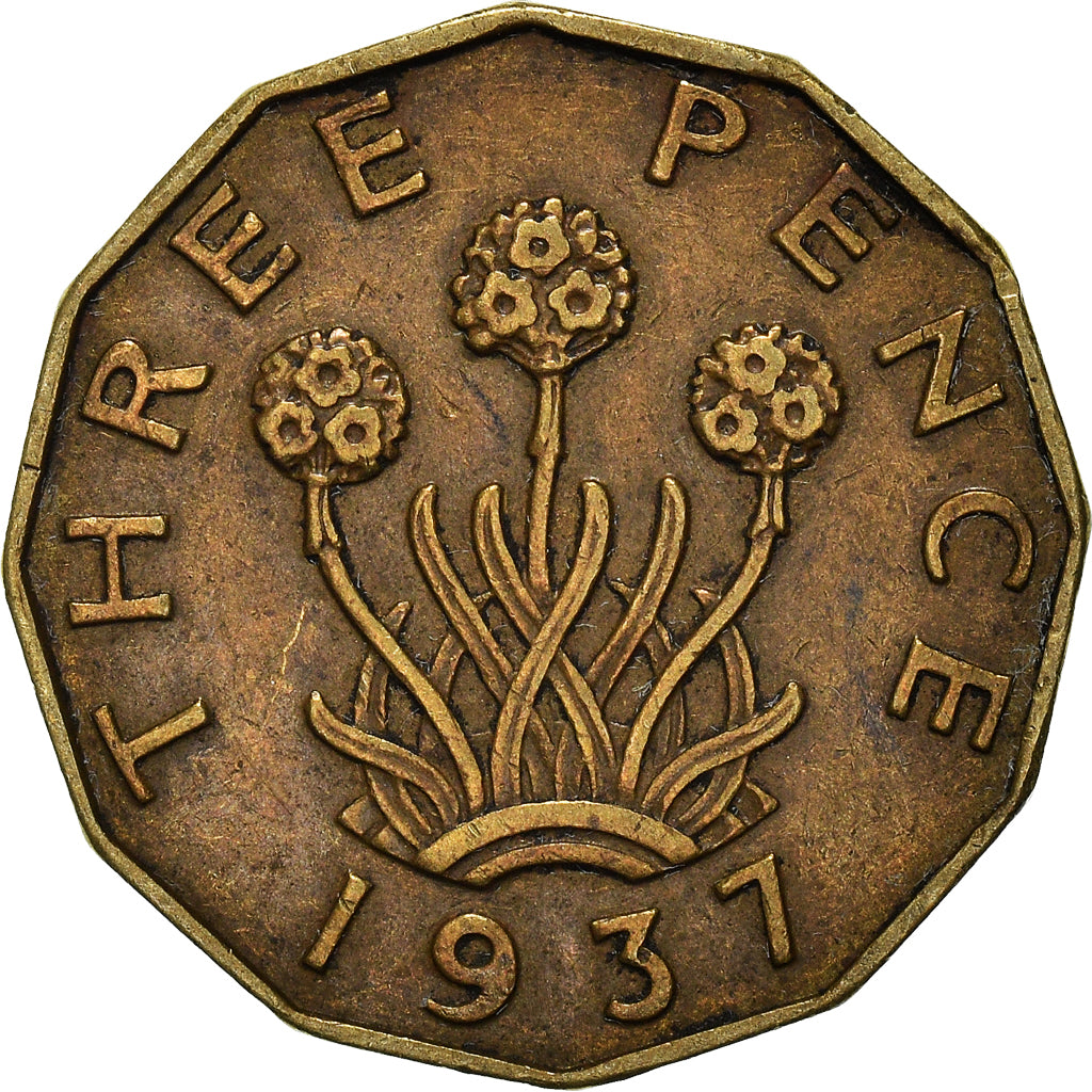 Münze, Großbritannien, George VI, 3 Pence, 1937, SS, Nickel-brass, KM:849